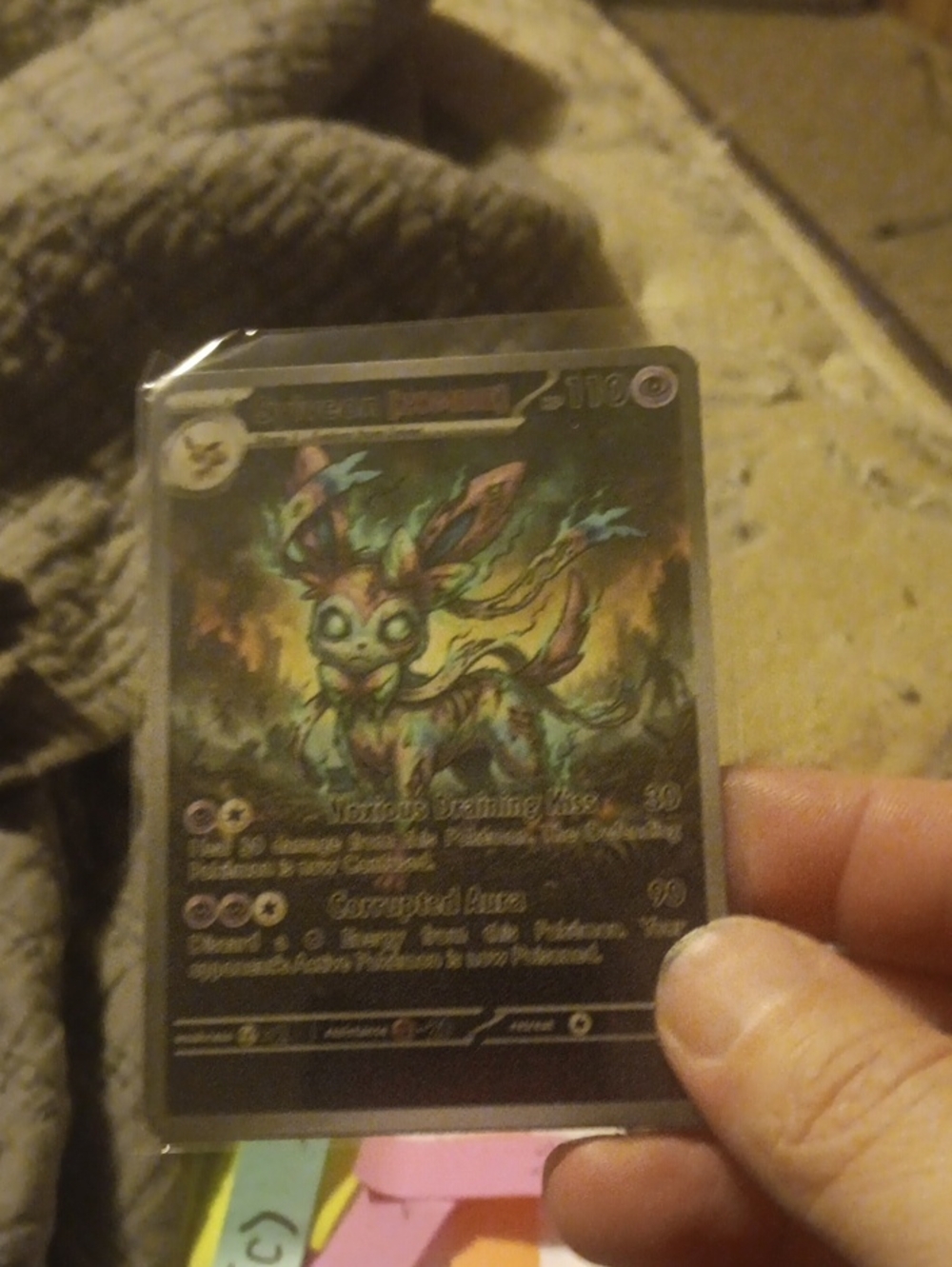 Pokemon Green and Yellow Sylveon-like Holographic Trading Card